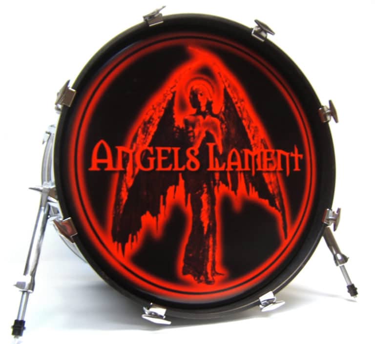 Angels Lament Custom Bass Drum Head • Vintage Logos
