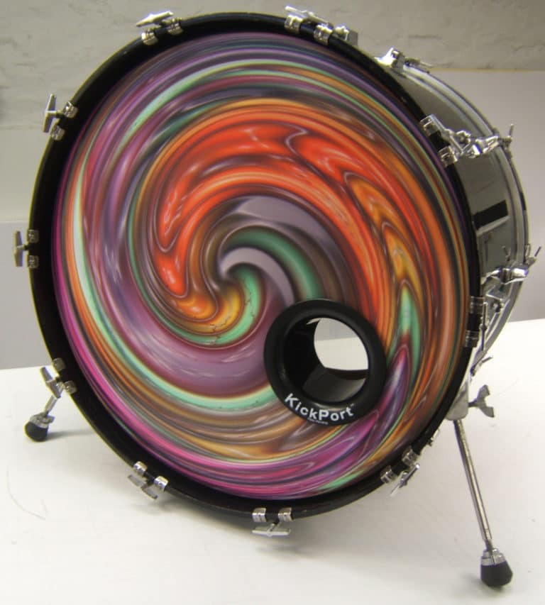 Swirl Custom Drum Head with KickPort • Vintage Logos