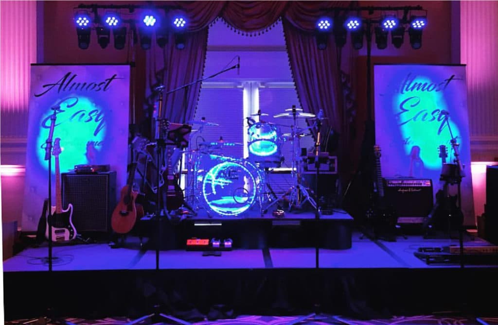 Rock band using Retractable banners on stage