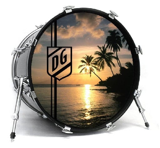 Full color printed bass drum head with bass drum crest 