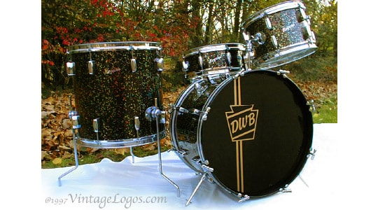 Rogers drum set with vintage bass drum shield logo