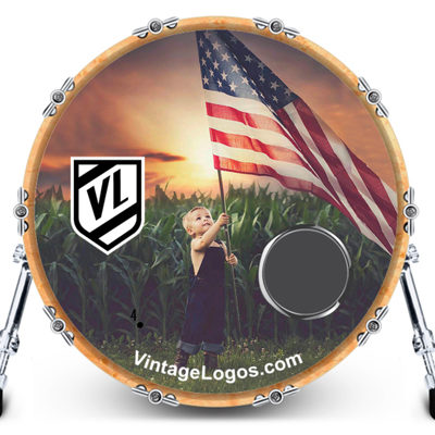 Flag Custom Drum Head - Vintagelogos 2